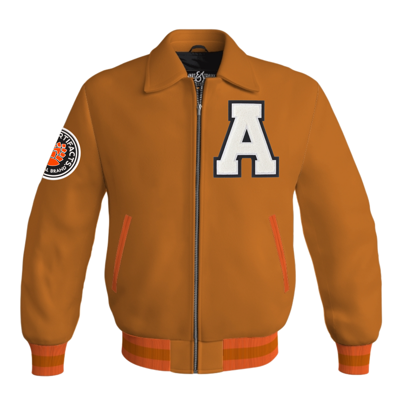 A letterman Retro Leather Texas Orange