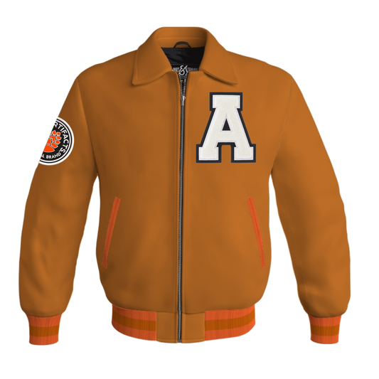 A letterman Retro Leather Texas Orange