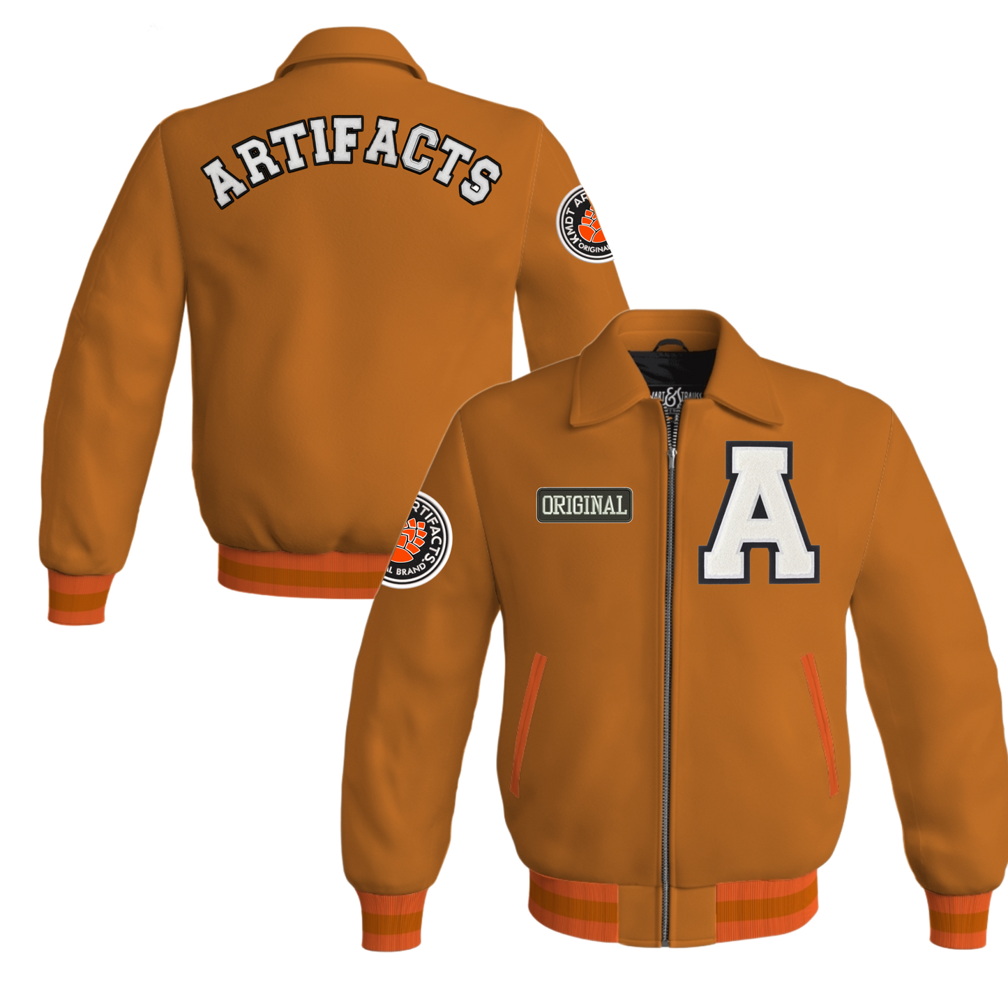 A letterman Retro Leather Texas Orange