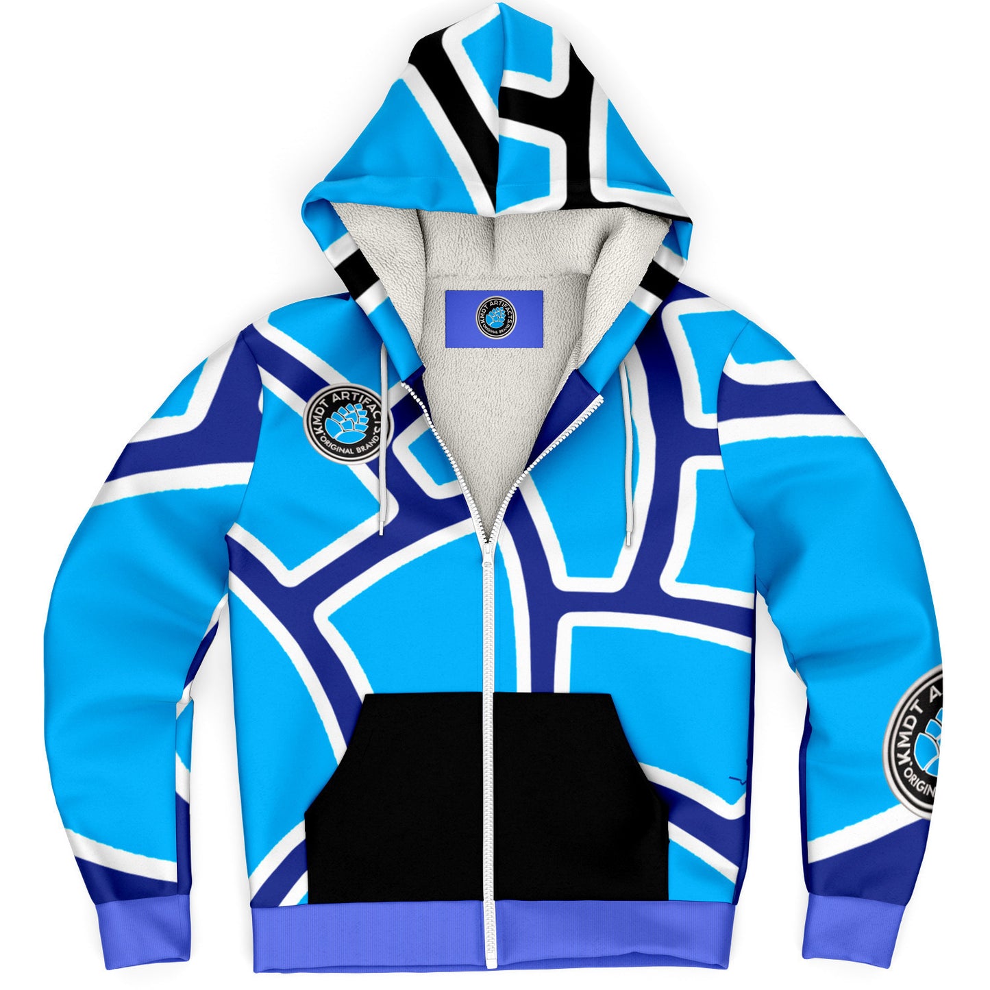 Microfleece Ziphoodie Royal  - AOP