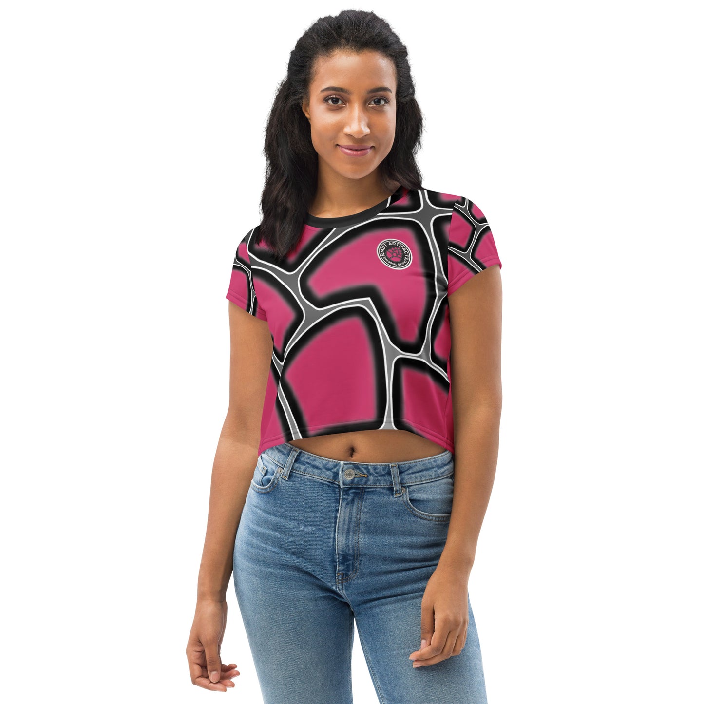 Pine Cone All-Over Print Crop PNK/BLK