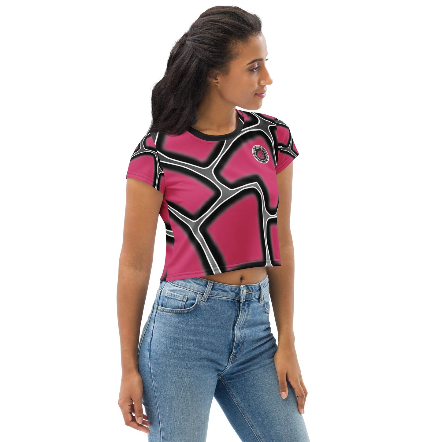 Pine Cone All-Over Print Crop PNK/BLK