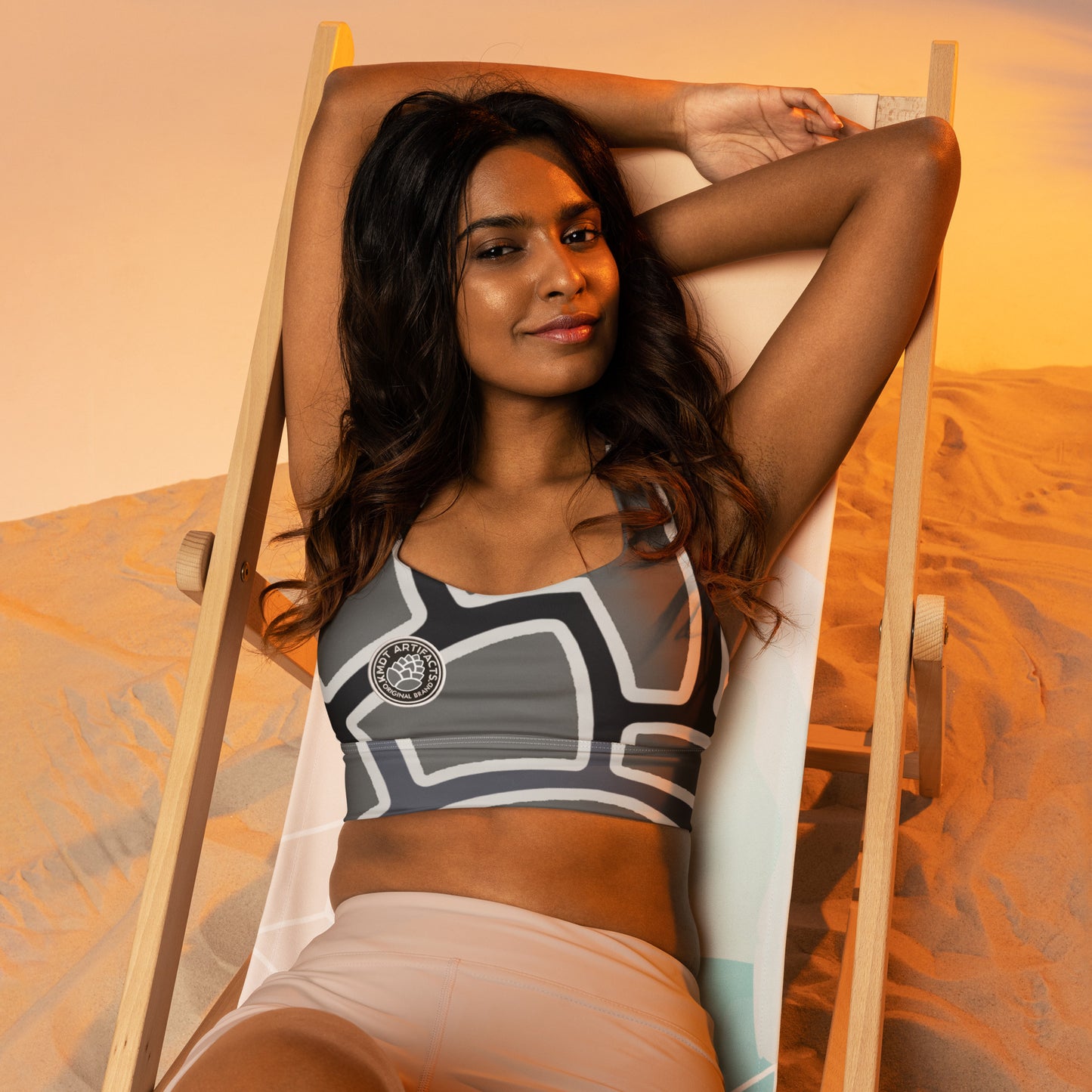 Navy Cone Longline sports bra