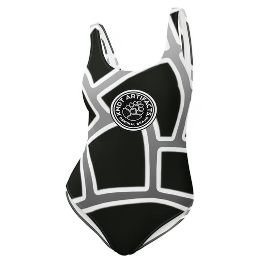 Pine Cone All Over Black/White One-Piece Swimsuit