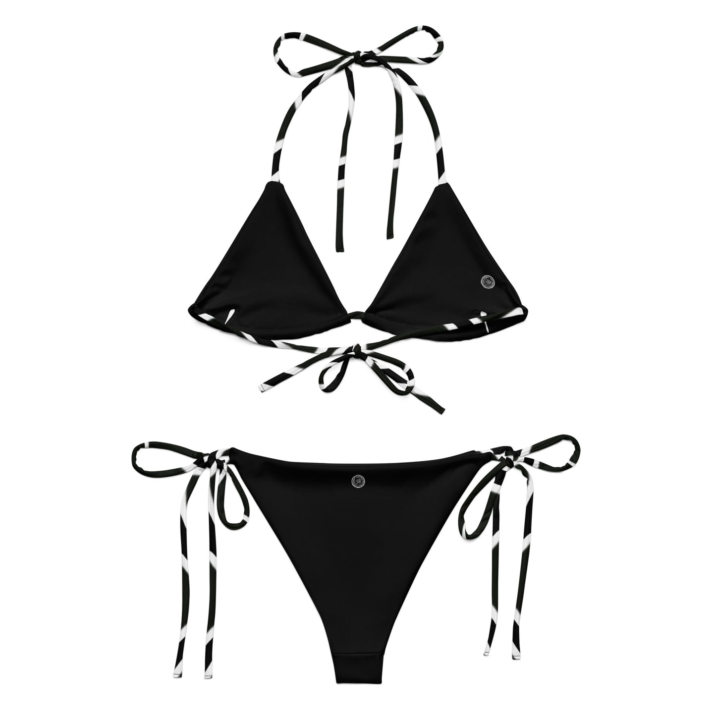 Pine Cone Black/White All-over print recycled string bikini