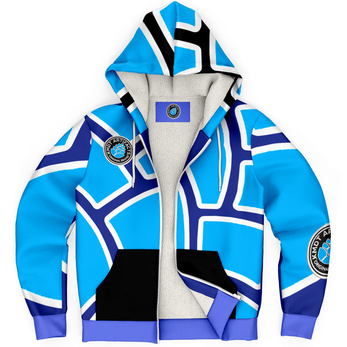 Microfleece Ziphoodie Royal  - AOP