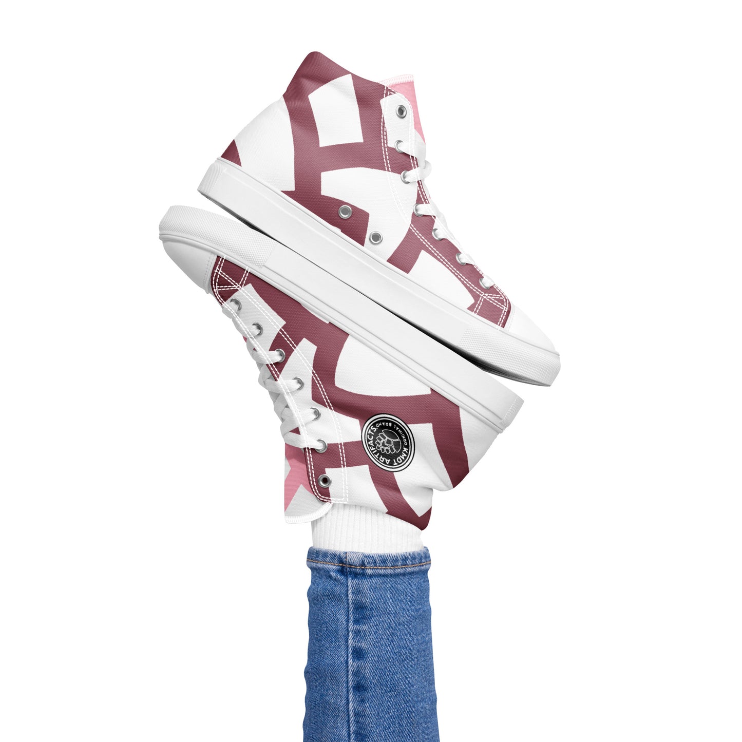 (L) pink Cone Women’s high top canvas shoes