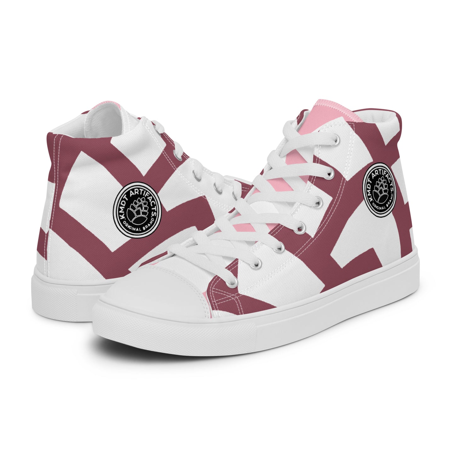 (L) pink Cone Women’s high top canvas shoes