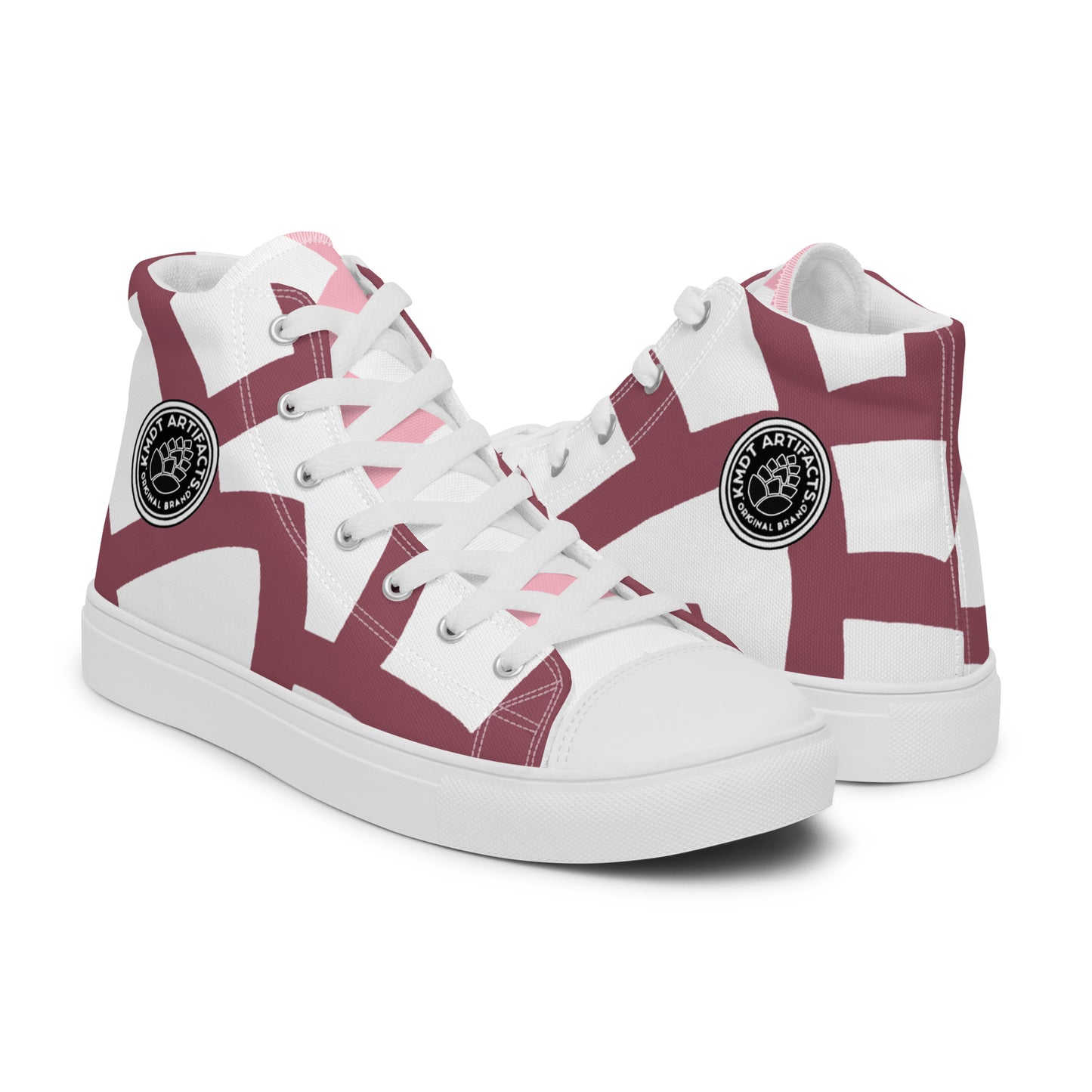 (L) pink Cone Women’s high top canvas shoes