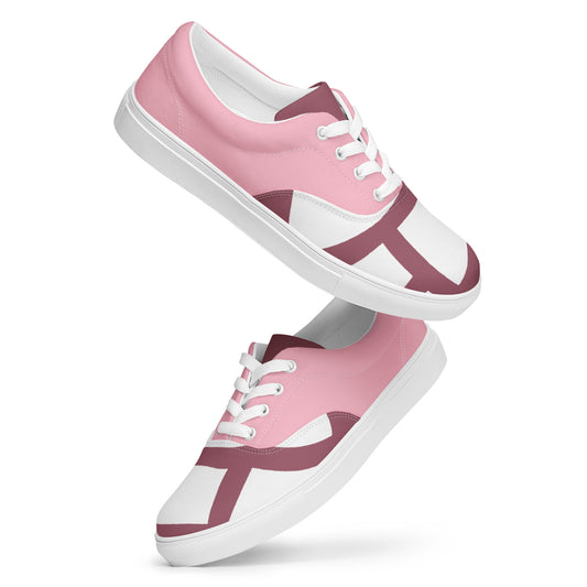 (L)  Pink Cone Women’s lace-up canvas shoes