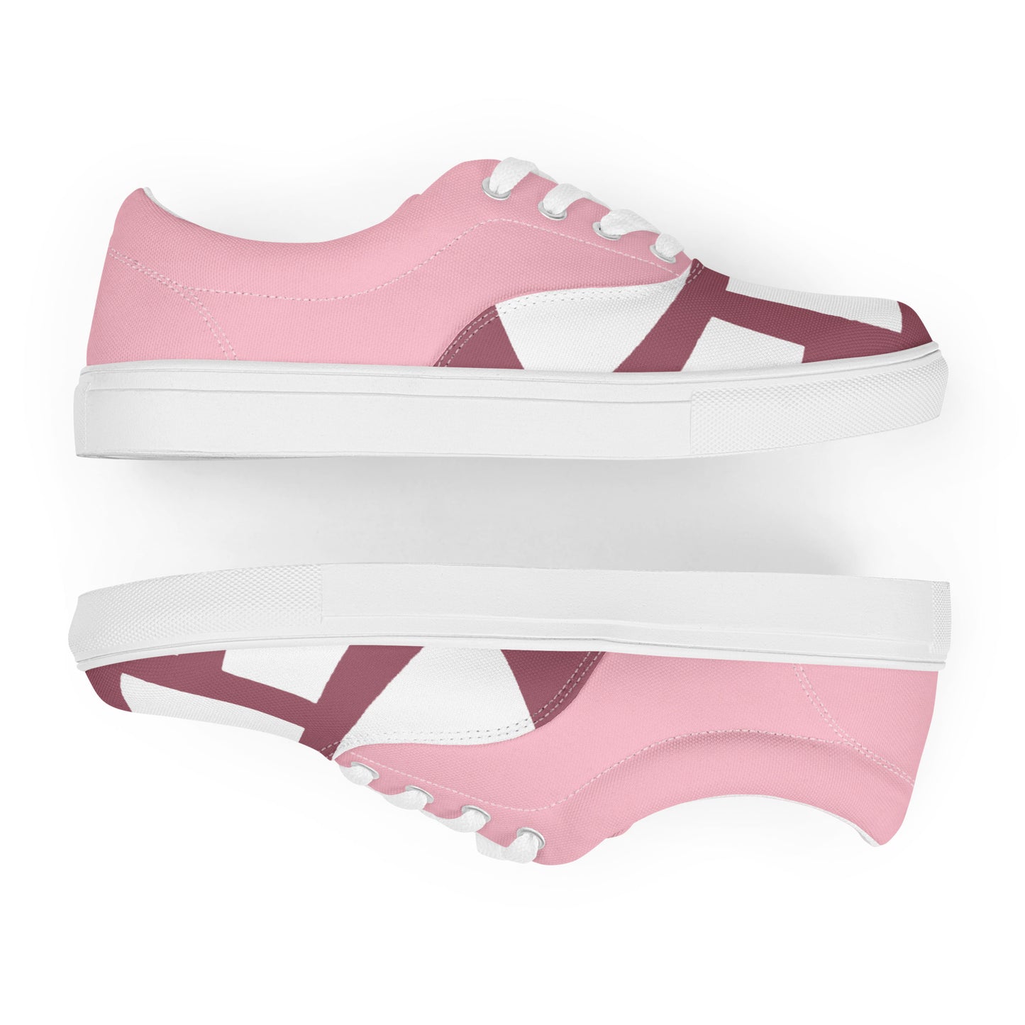 (L)  Pink Cone Women’s lace-up canvas shoes