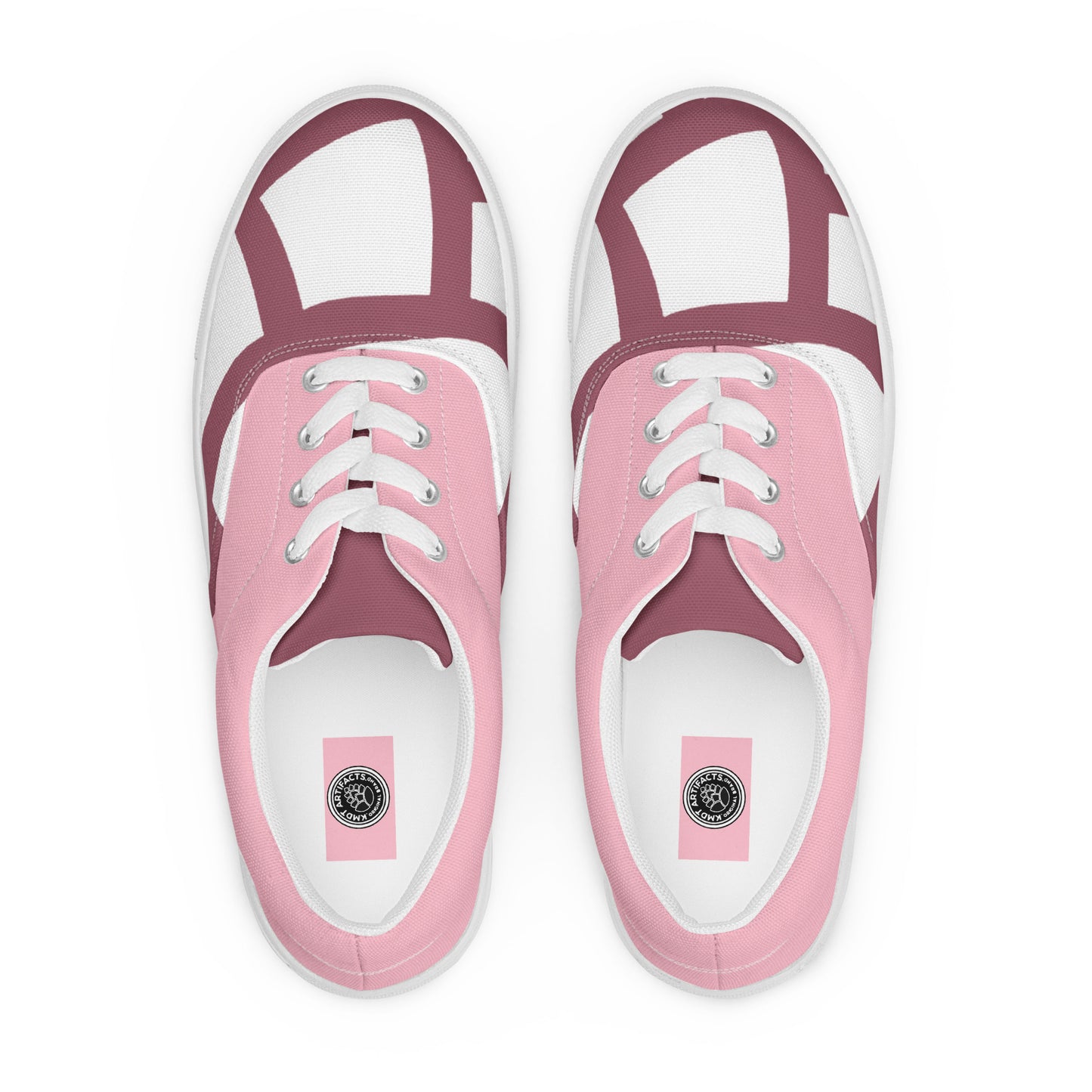 (L)  Pink Cone Women’s lace-up canvas shoes