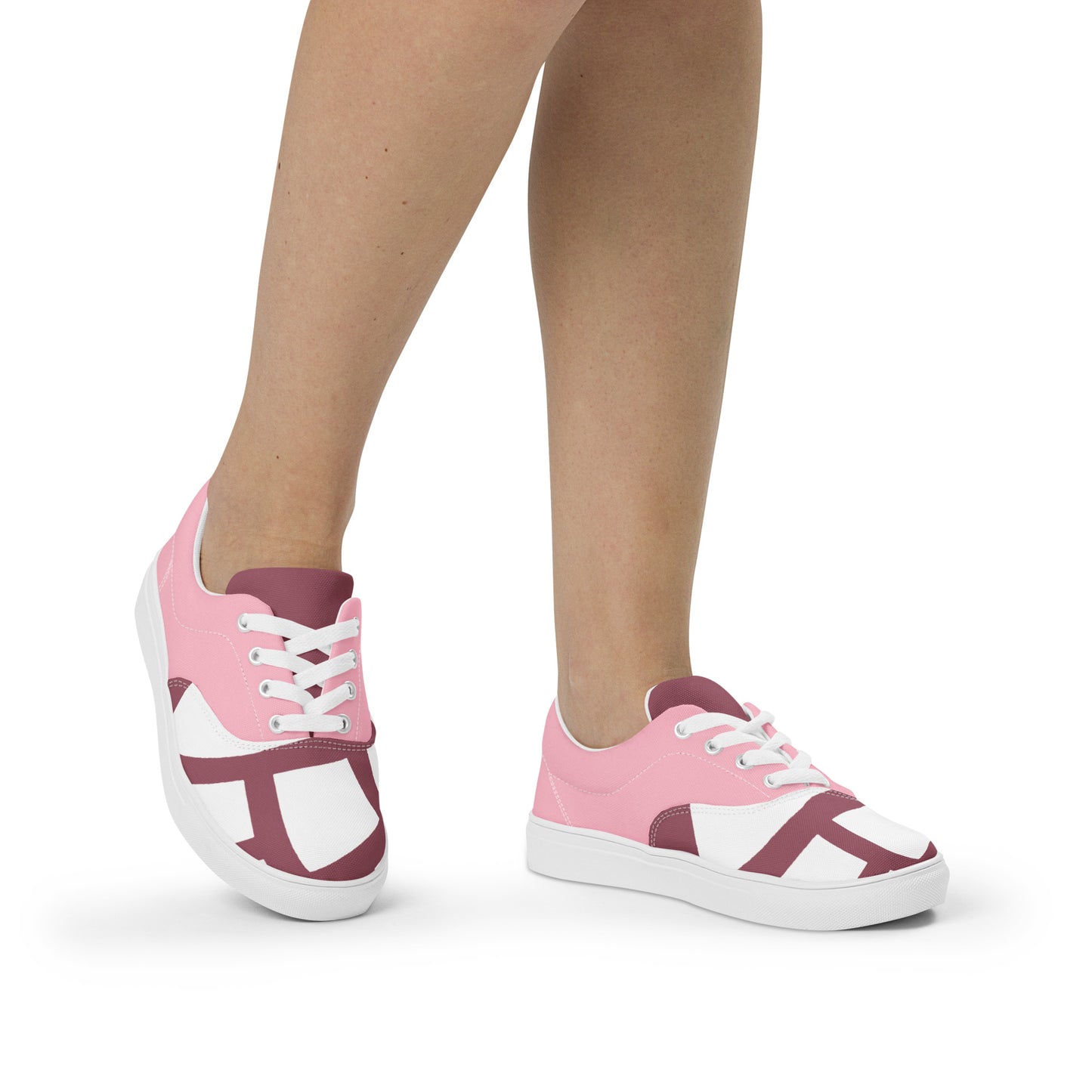 (L)  Pink Cone Women’s lace-up canvas shoes