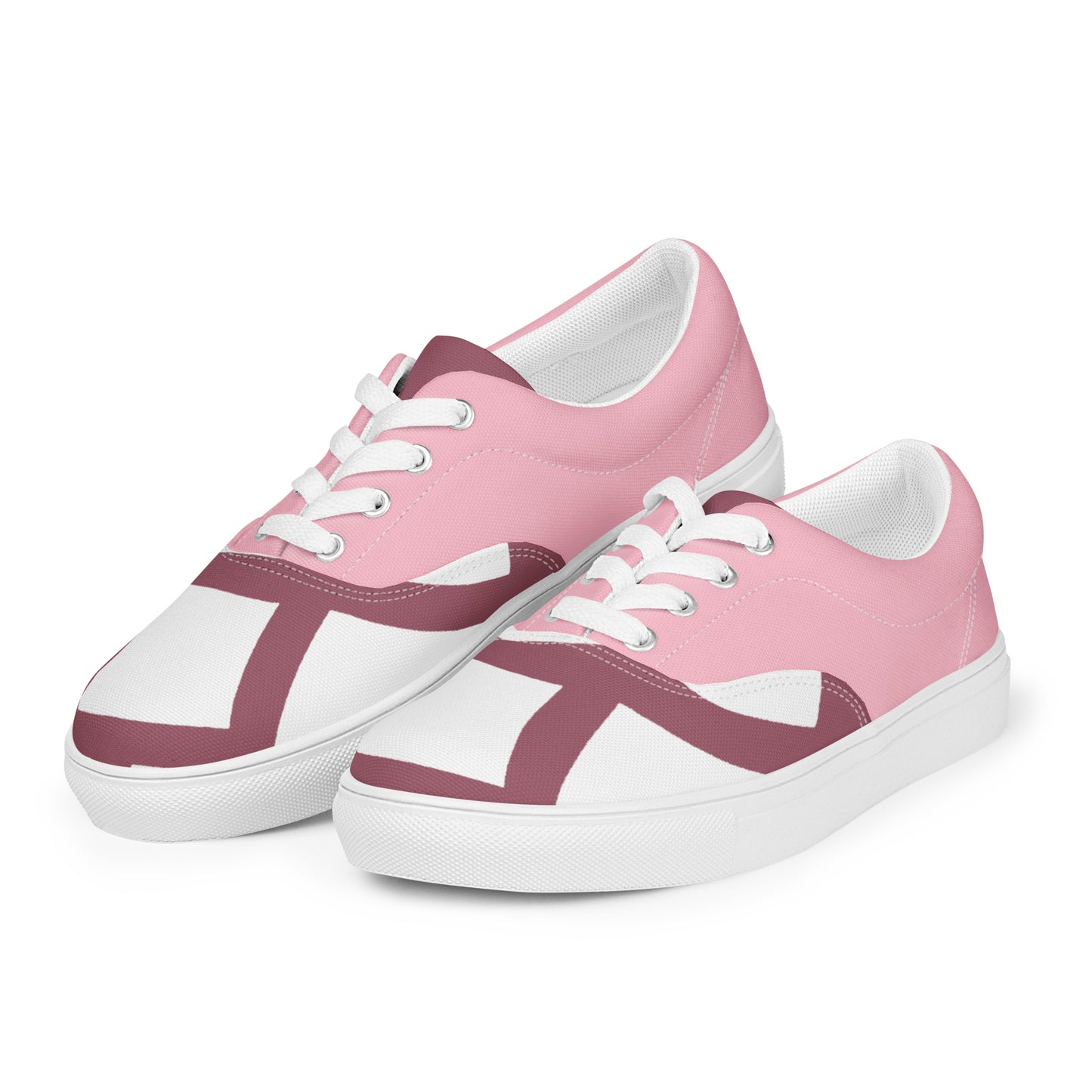 (L)  Pink Cone Women’s lace-up canvas shoes