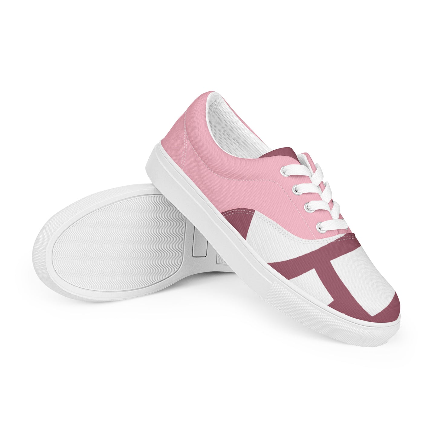 (L)  Pink Cone Women’s lace-up canvas shoes