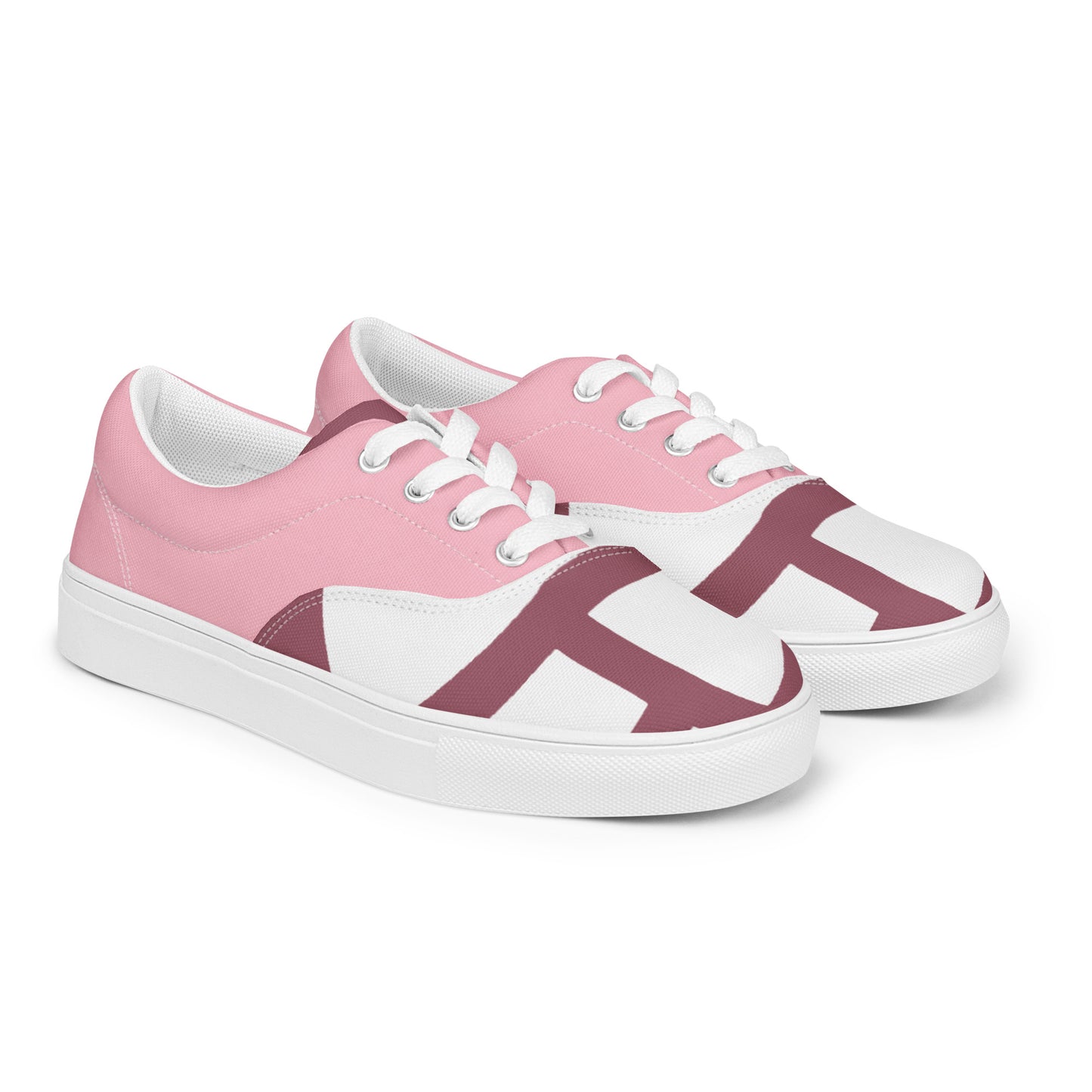 (L)  Pink Cone Women’s lace-up canvas shoes