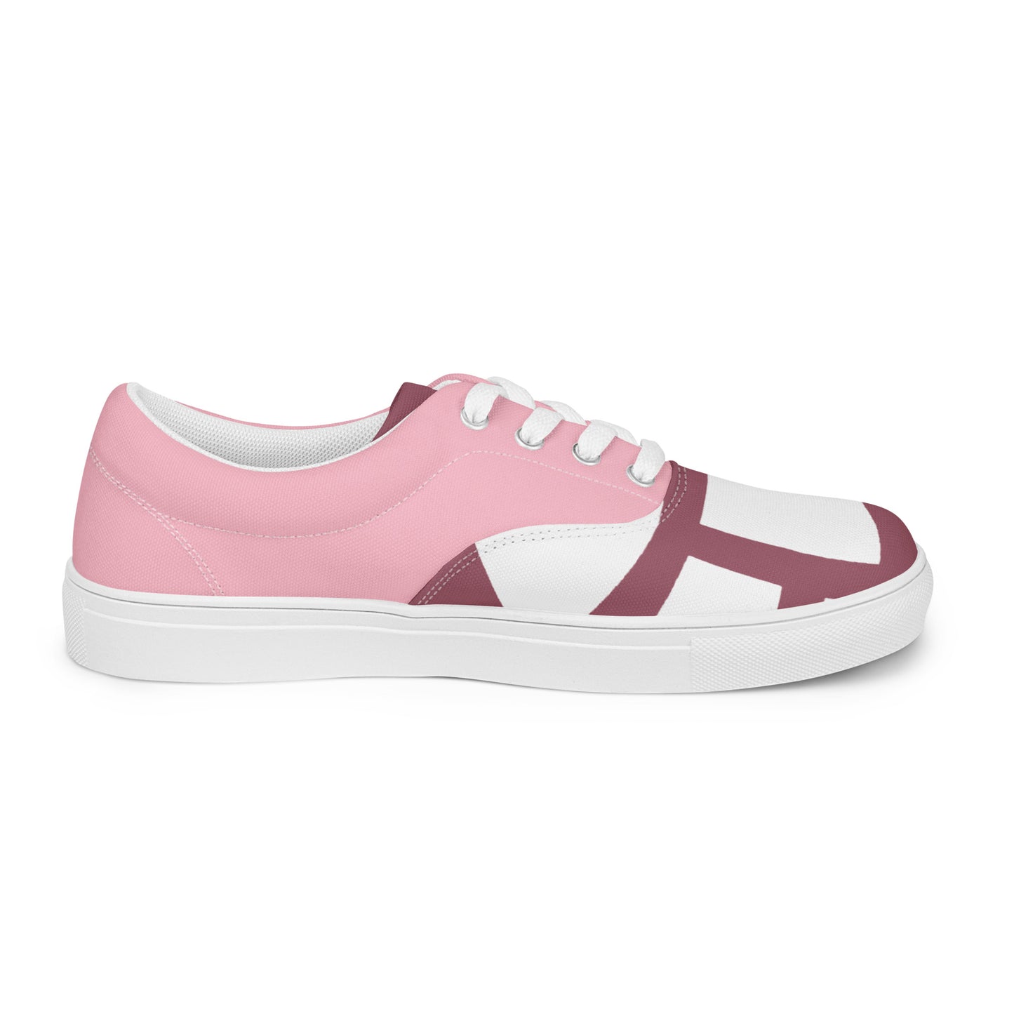 (L)  Pink Cone Women’s lace-up canvas shoes