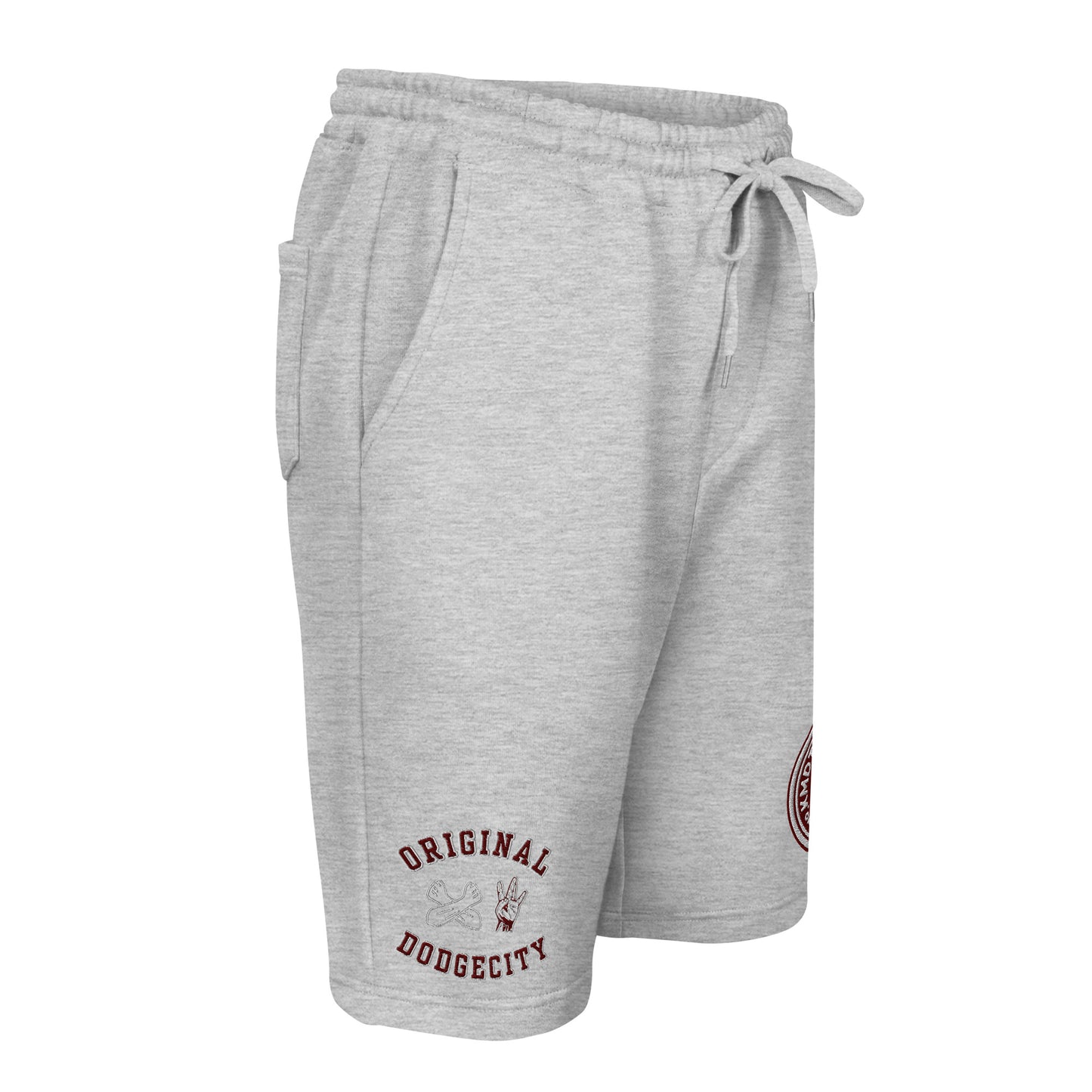 Dodge City maroon Men's fleece shorts