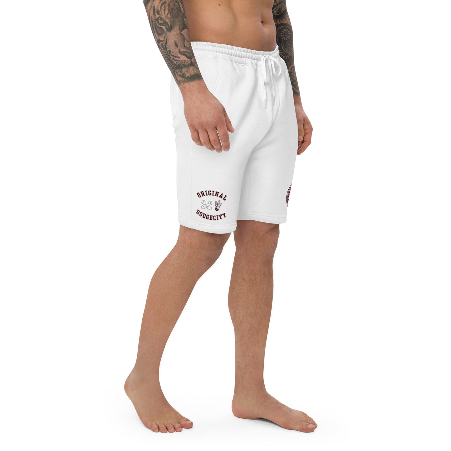 Dodge City maroon Men's fleece shorts